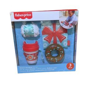 Fisher-Price Season’s Greetings‎ Baby Gift Set Crib Toys 4 Pieces Christmas 3M +